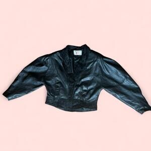 Vintage 80s Korean Adler‎ Black leather bomber jacket